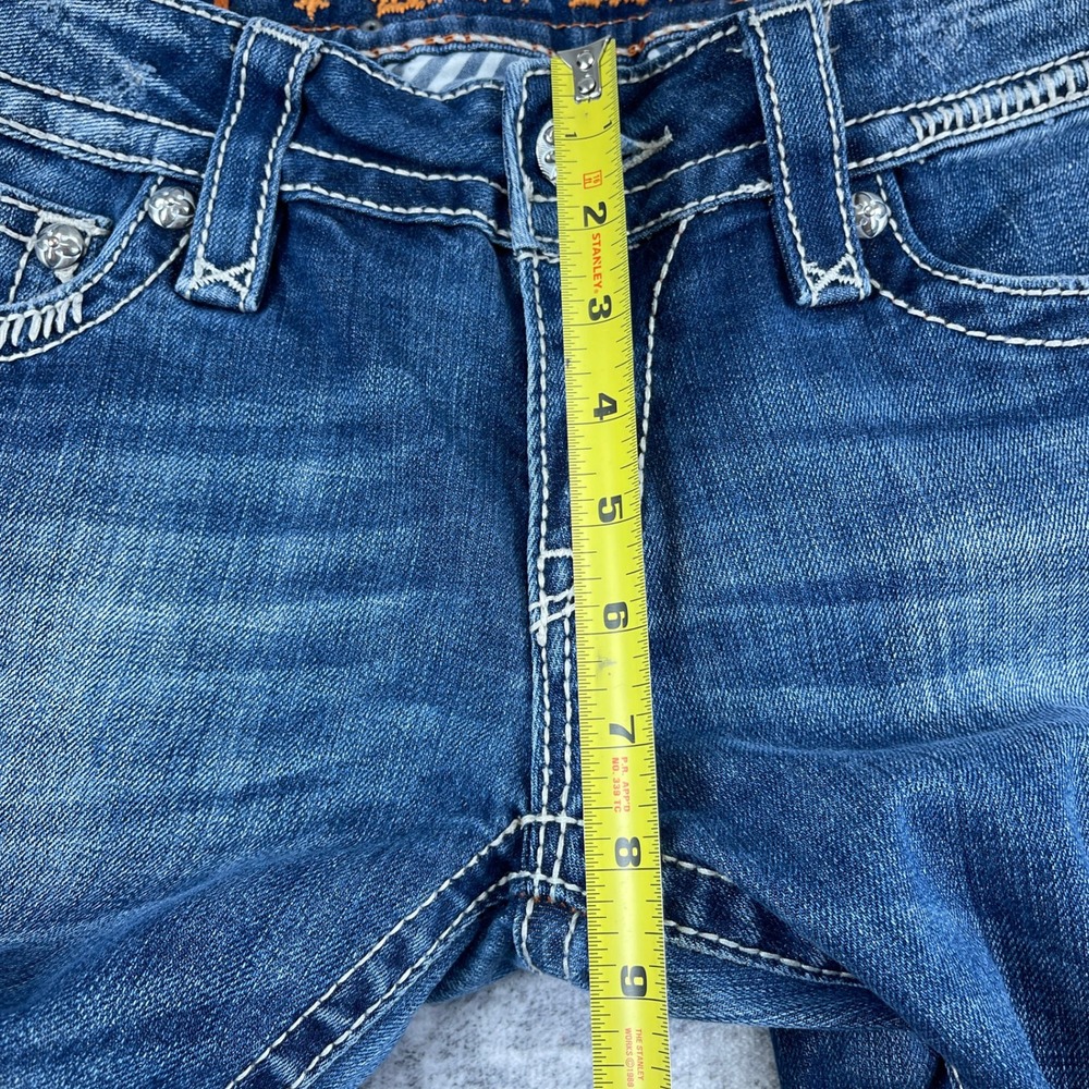 Rock Revival Womens 30 Jen 05 Bootcut Jeans Solid Blue Denim Embellished Y2K - Picture 4 of 16